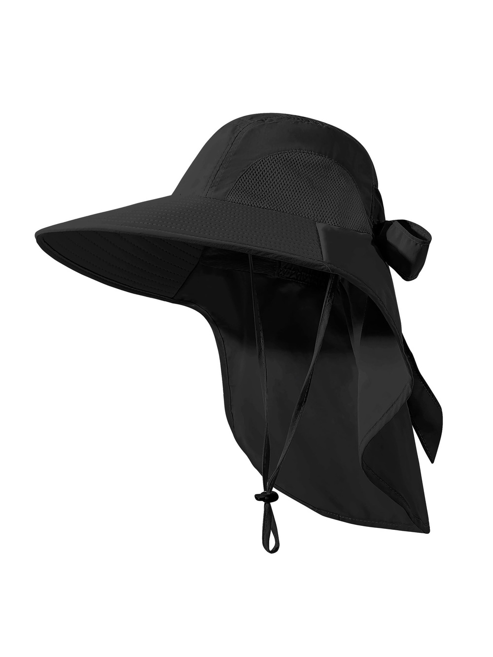 Womens Sun Hat UV Protection, Foldable Waterproof Wide Brim | Black | Size OS